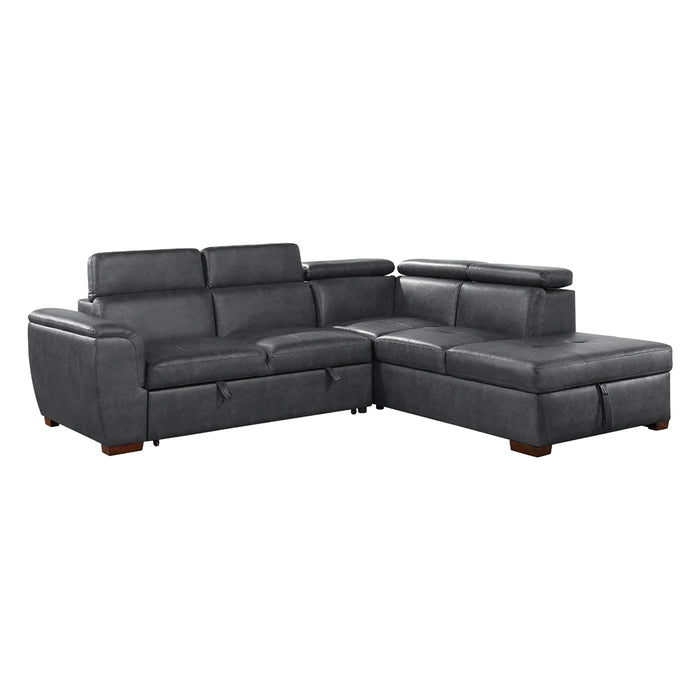 Barre 2-Pcs Sectional w/ Pull-out Bed & RAF ONLY w/ Hidden Storage, Adj. Headrests GREY ONLY