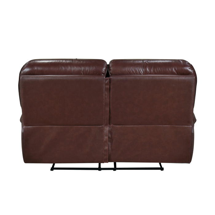 Lyman Top Grain Leather Recliner Loveseat BROWN