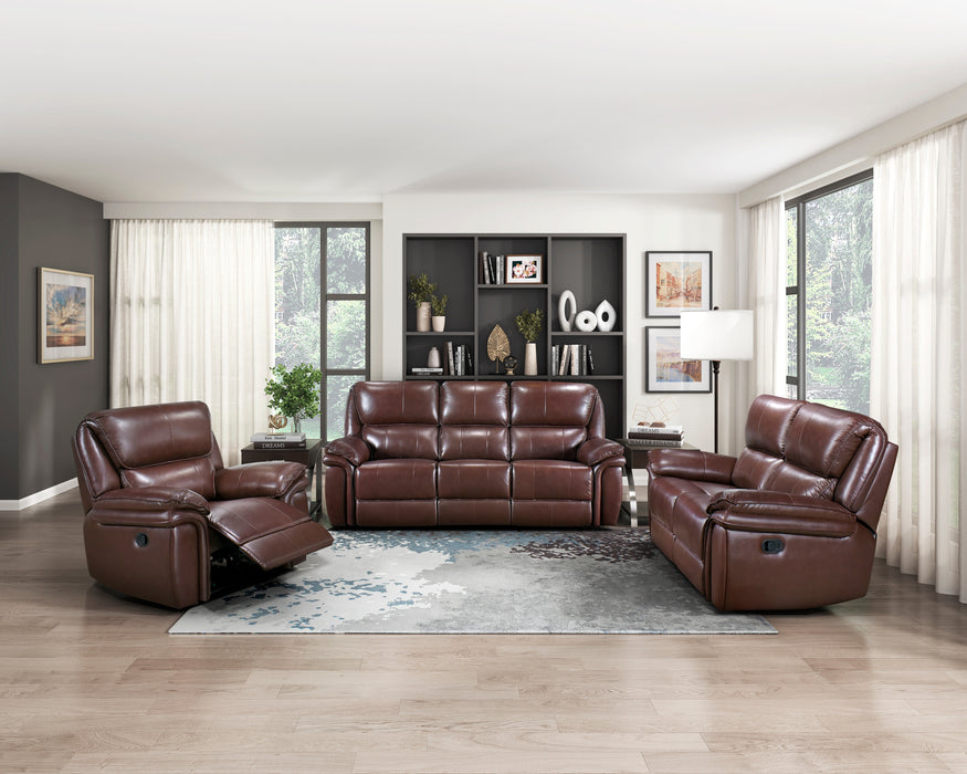 Lyman Top Grain Leather Recliner Loveseat BROWN