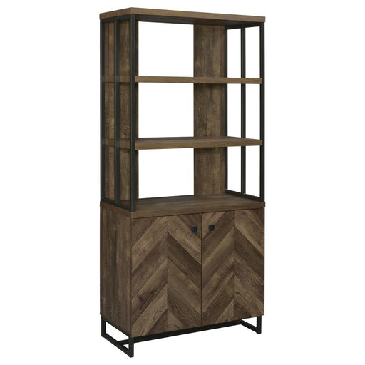 millbrook-2-door-bookcase-rustic-oak-herringbone-and-gunmetal