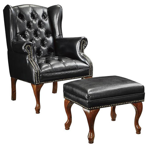 roberts-button-tufted-back-accent-chair-with-ottoman-black-and-espresso