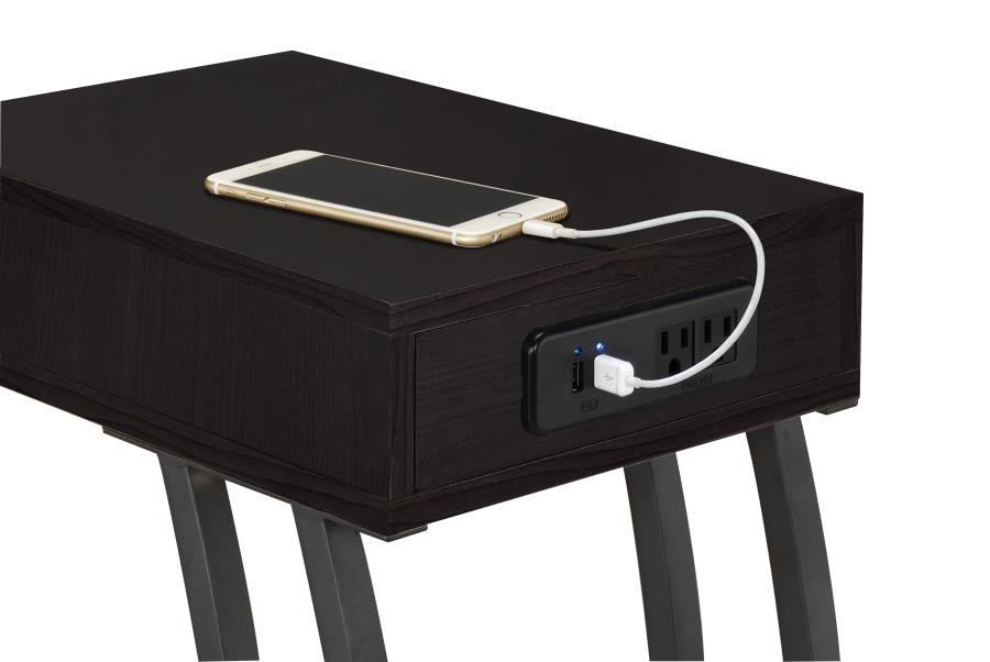 Troy Accent Table with Power Outlet Cappuccino