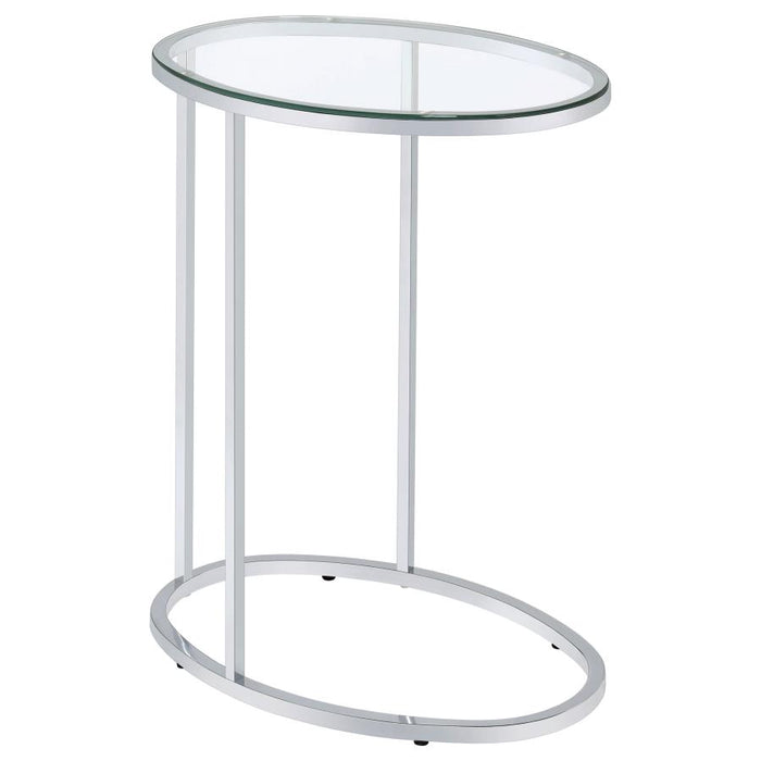 Kyle Oval Snack Table Chrome and Clear