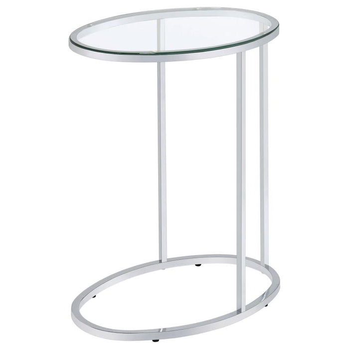 Kyle Oval Snack Table Chrome and Clear