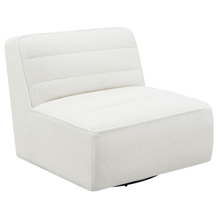 Cobie Upholstered Swivel Armless Chair Natural