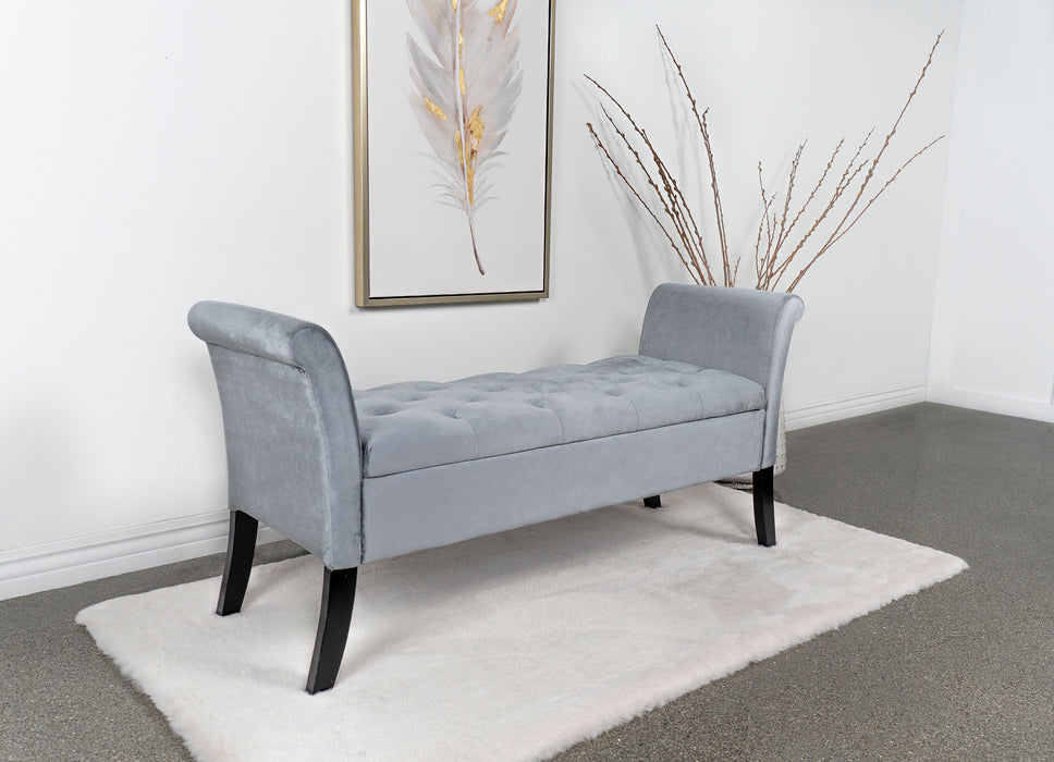 Farrah Upholstered Rolled Arms Storage Bench