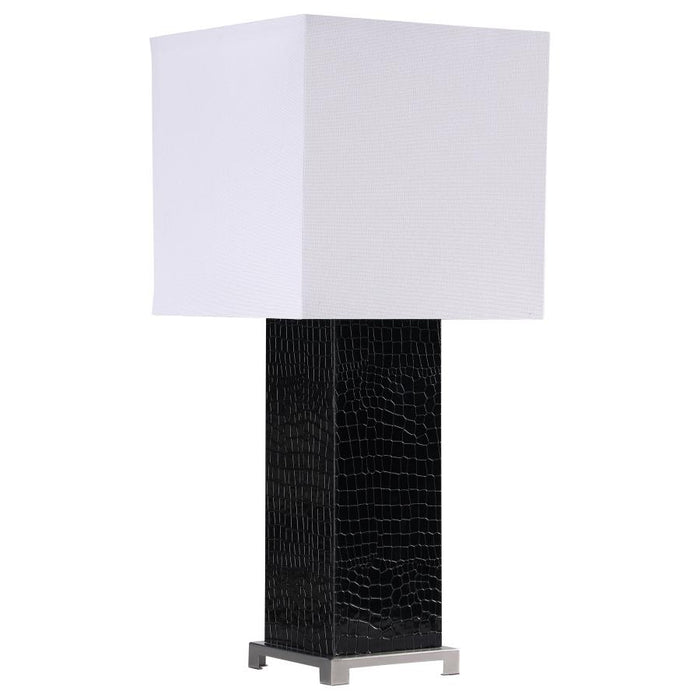 Black Alligator White Square Table Lamp