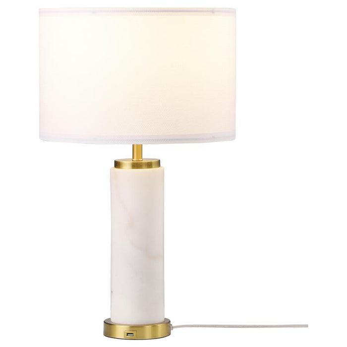 White Faux Marble Gold Table Lamp