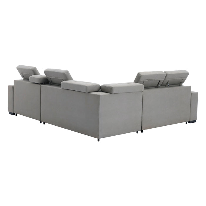 Farrah 3-Pcs Sectional w/ Adj. Headrests, Pull-out Bed & Console GREY ONLY