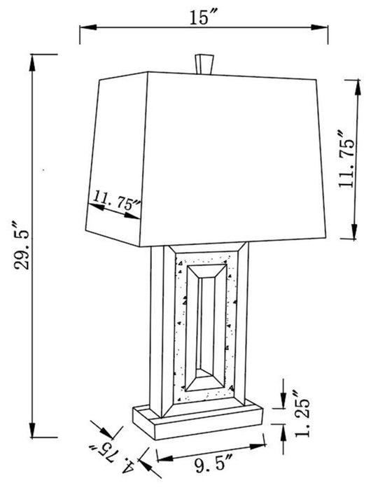 Ayelet Table Lamp with Square Shade White and Mirror