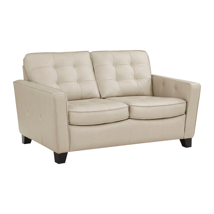 Renzo Top Grain Leather Loveseat BEIGE