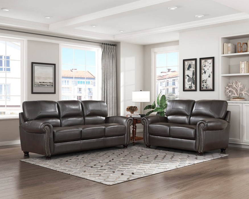 Foxborough Top Grain Leather Loveseat  DARK BROWN