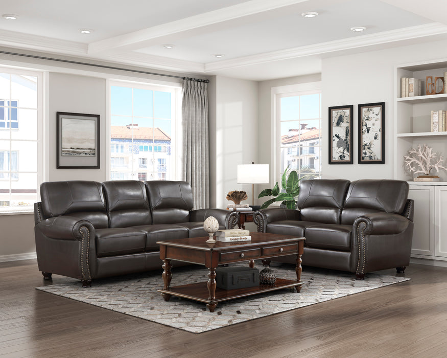 Foxborough Top Grain Leather Loveseat  DARK BROWN