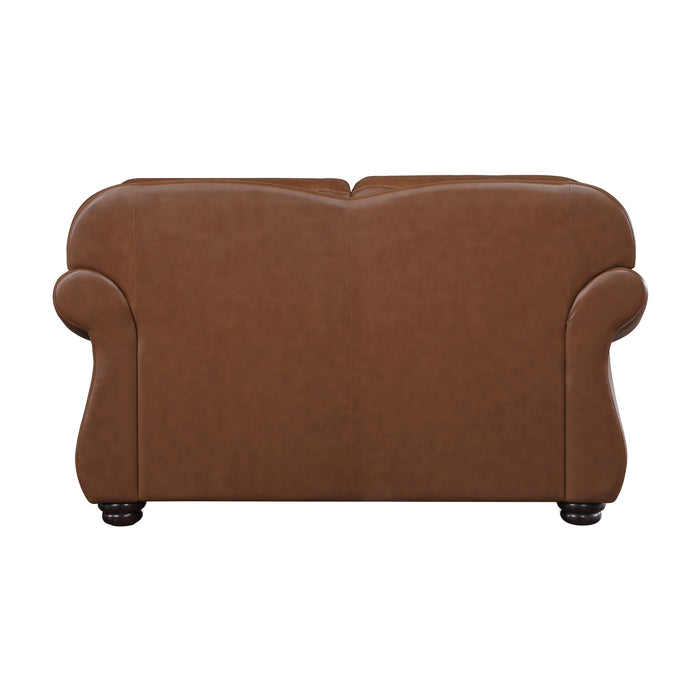 Attleboro Top Grain Leather Loveseat BROWN