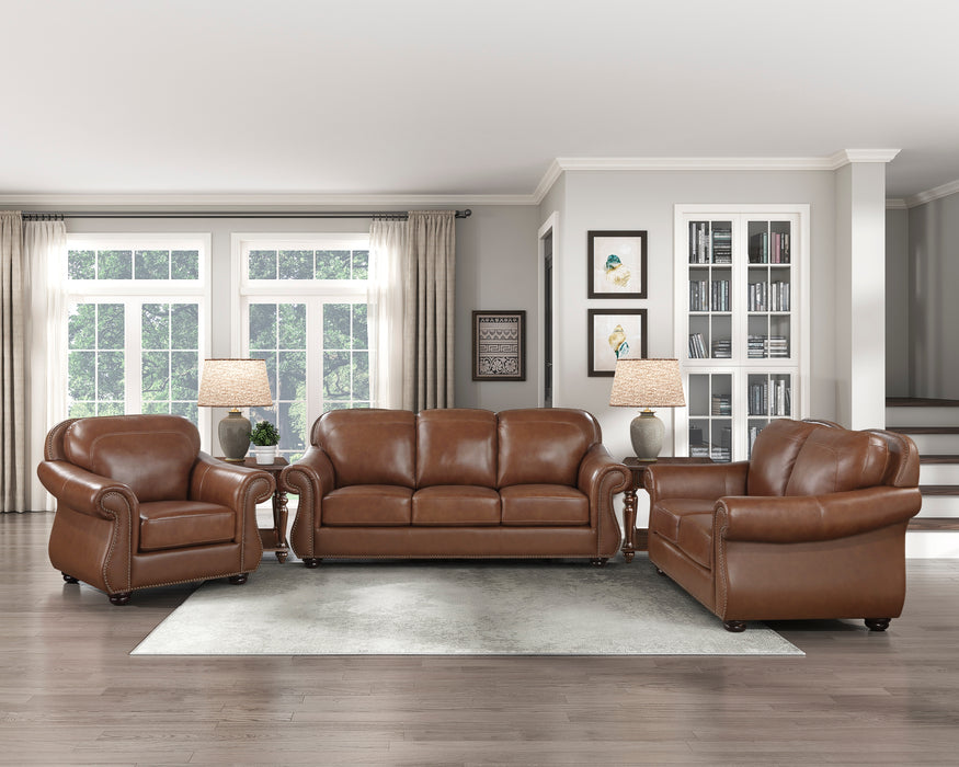 Attleboro Top Grain Leather Loveseat BROWN