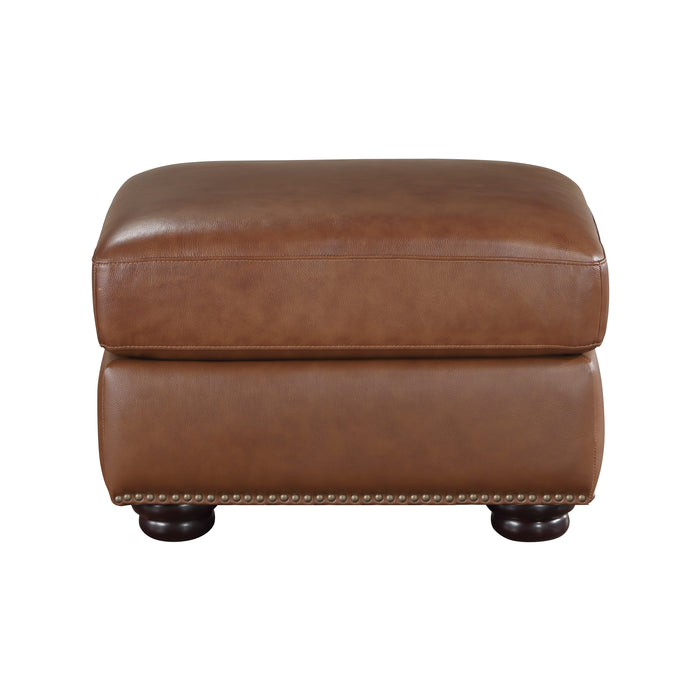 Attleboro Top Grain Leather Ottoman BROWN ONLY