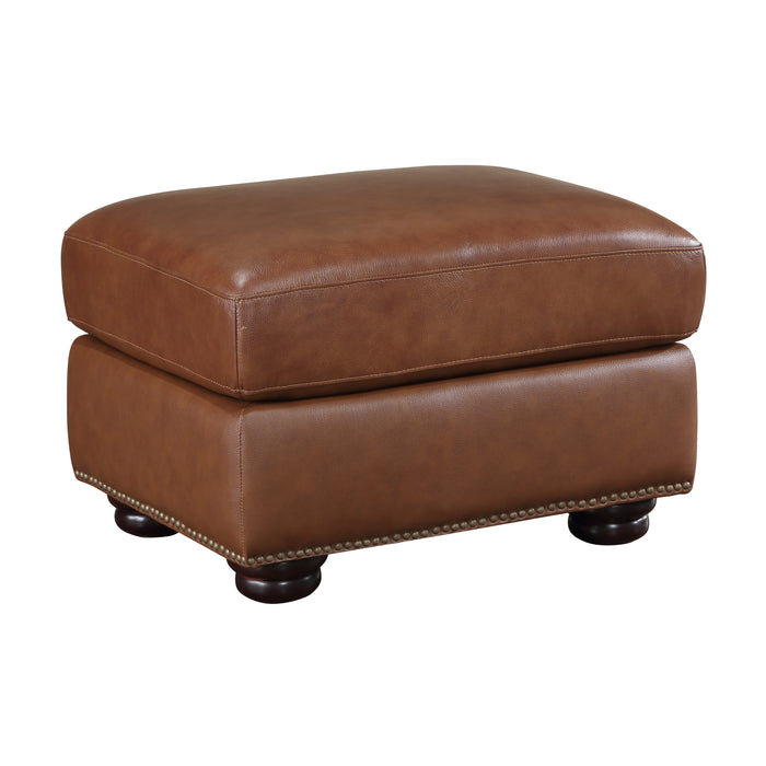 Attleboro Top Grain Leather Ottoman BROWN ONLY