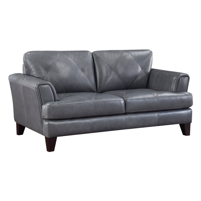 Thierry Top Grain Leather Loveseat BURNISH-GREY