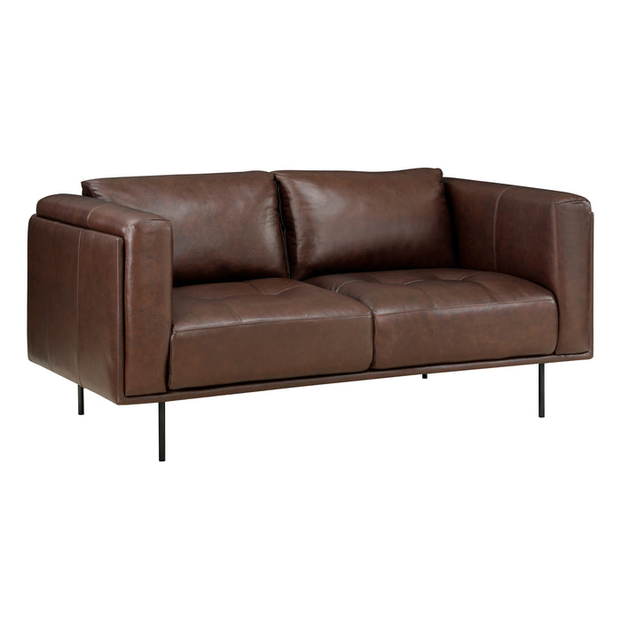 Soren Top Grain Leather Loveseat BROWN 100% LEATHER