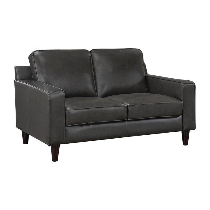 Aldrich Genuine Leather Loveseat DARK GREY