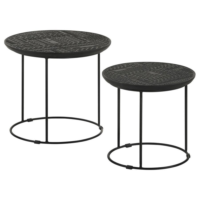 Loannis 2-piece Round Nesting Table Matte Black