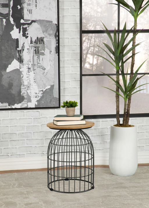 bernardo-round-accent-table-with-bird-cage-base-natural-and-gunmetal-1