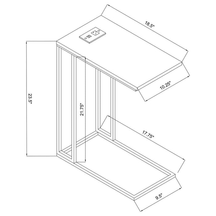 Rudy Snack Table with Power Outlet Gunmetal and Natural