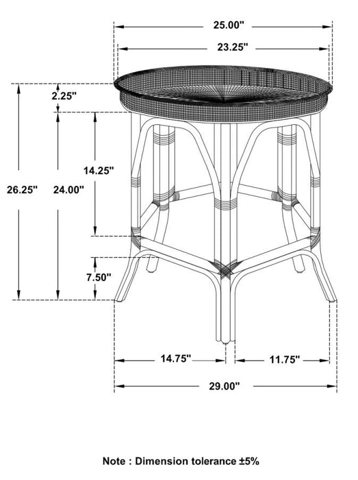 Antonio Round Rattan Tray Top Accent Table Black