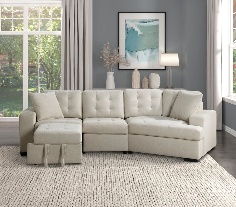 Logansport 2-Piece Sectional with Pull-out Ottoman BEIGE