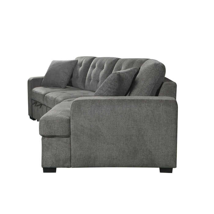 Logansport 2-Piece Sectional with Pull-out Ottoman GREY