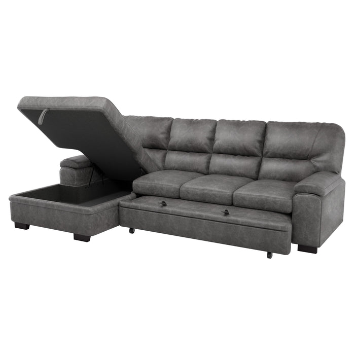 Michigan 2-Pcs Sectional w/ Pull-out Bed & LAF OR RAF Chaise w/ Hidden Storage GREY ONLY