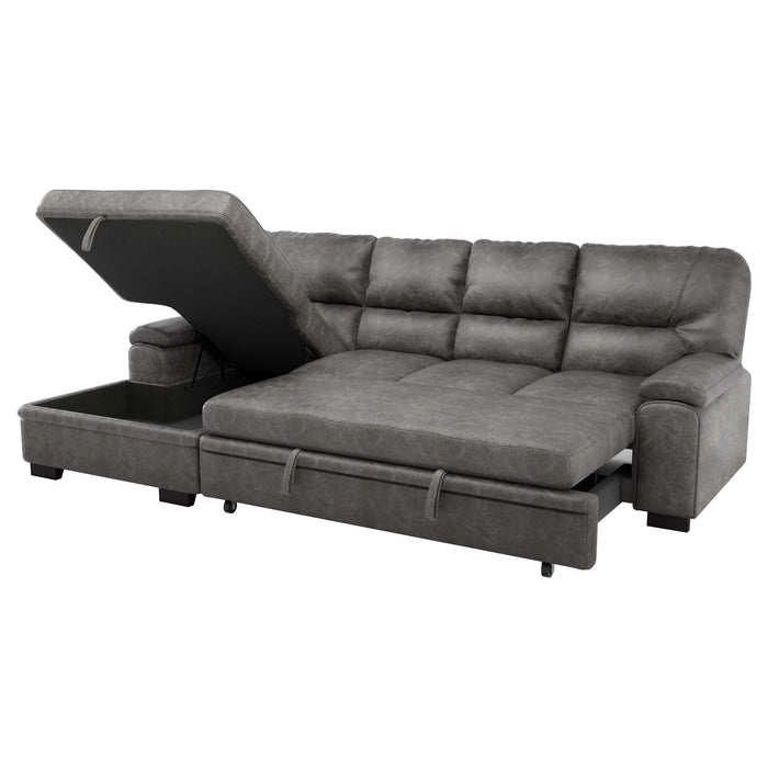 Michigan 2-Pcs Sectional w/ Pull-out Bed & LAF OR RAF Chaise w/ Hidden Storage GREY ONLY