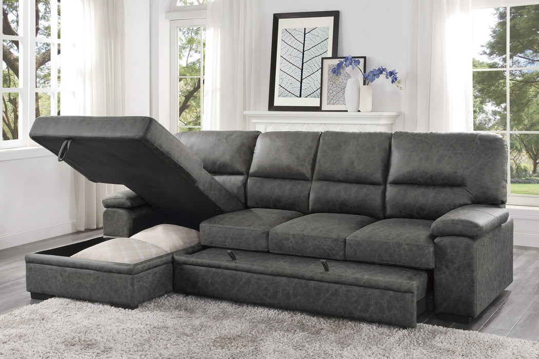 Michigan 2-Pcs Sectional w/ Pull-out Bed & LAF OR RAF Chaise w/ Hidden Storage GREY ONLY