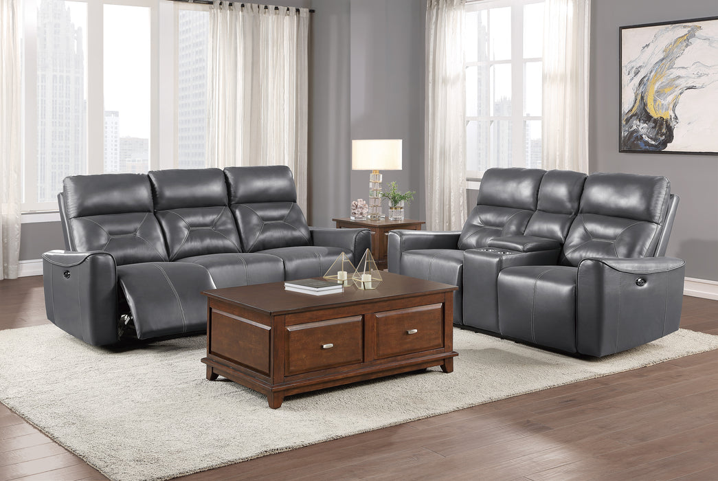 Burwell Recliner Loveset GREY VINYL