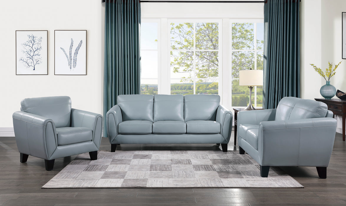 Spivey Top Grain Leather Loveseat AQUA