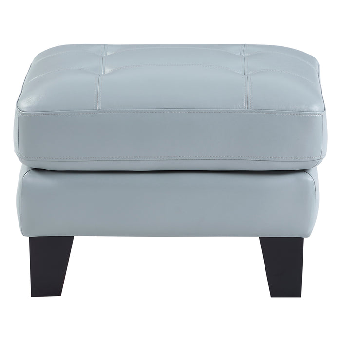 Spivey Top Grain Leather Ottoman AQUA 100% LEATHER