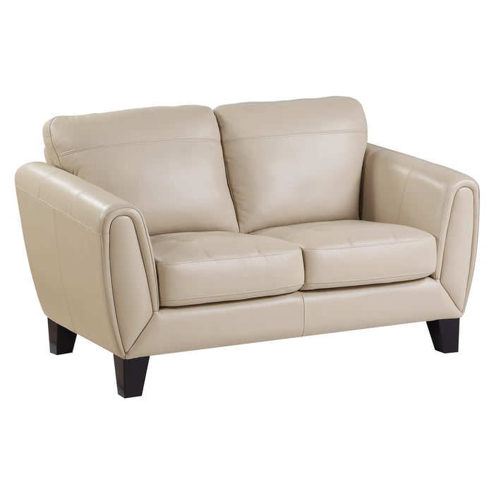 Spivey Top Grain Leather Loveseat BEIGE