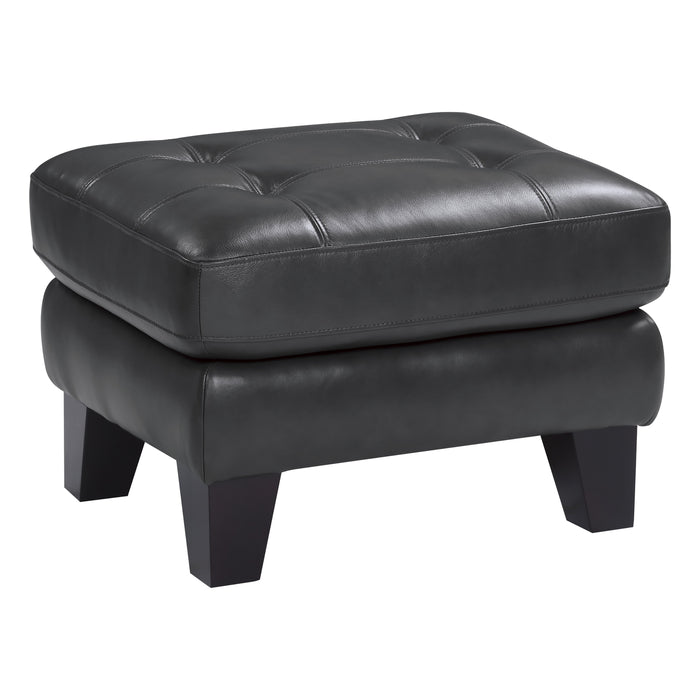 Spivey Top Grain Leather Ottoman DARK GREY 100% LEATHER