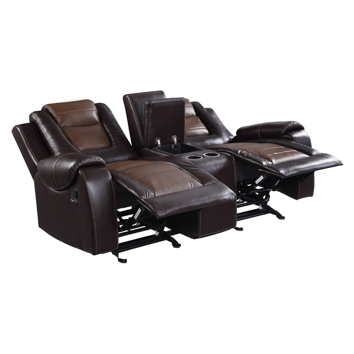 Briscoe Recliner Loveseat BROWN VINYL