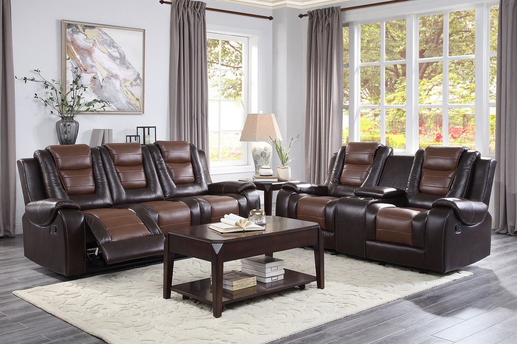 Briscoe Recliner Loveseat BROWN VINYL