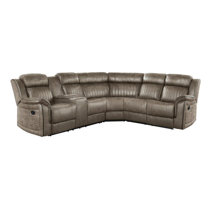 Centeroak 3-Piece Reclining Sectional with Left Console BROWN