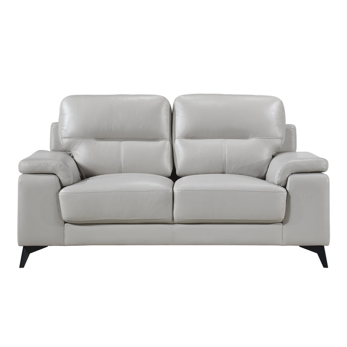 Mischa Top Grain Leather Loveseat SILVER