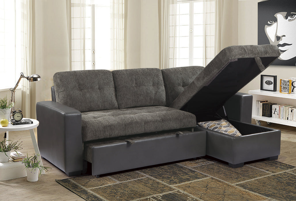 Swallowtail 2-Piece Reversible Sectional with Pull-out Bed and Hidden Storage