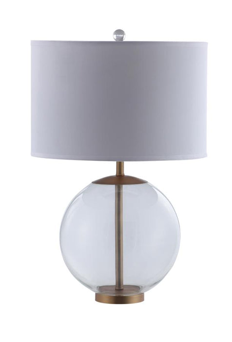 Kenny Drum Shade Table Lamp with Glass Base White