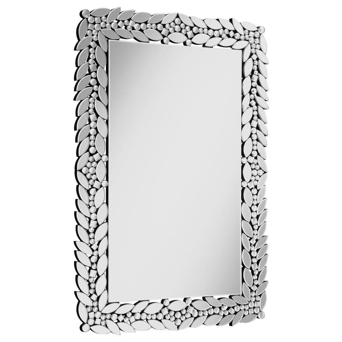 Cecily Rectangular Leaves Frame Wall Mirror Faux Crystal