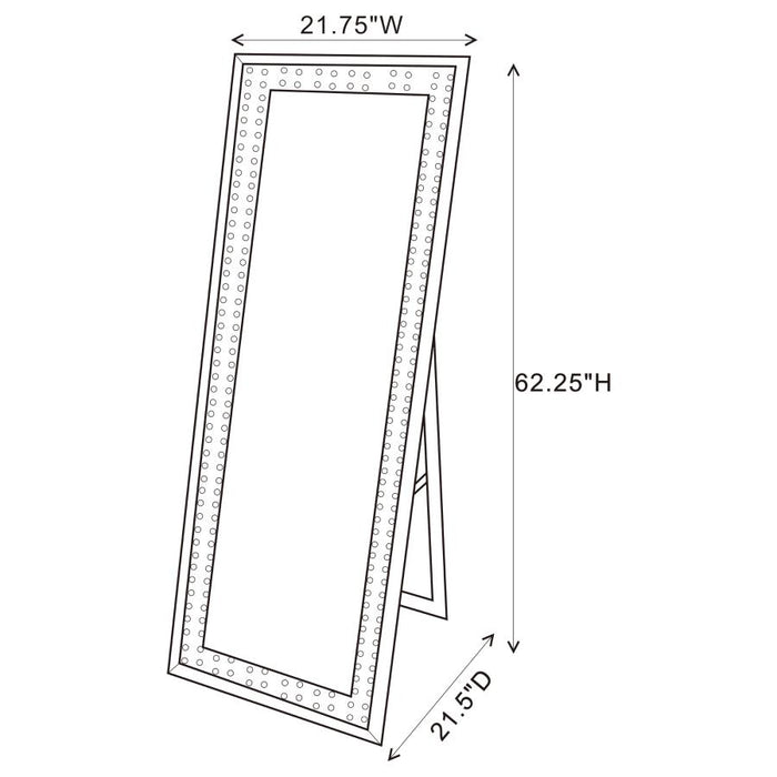 Rectangular Cheval Mirror with LED Light Silver