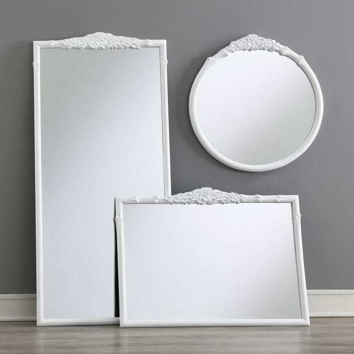 White Arch Traditional Floor Mirror