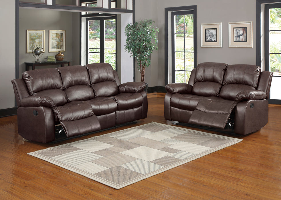 Cranley Recliner Loveseat BROWN VINYL