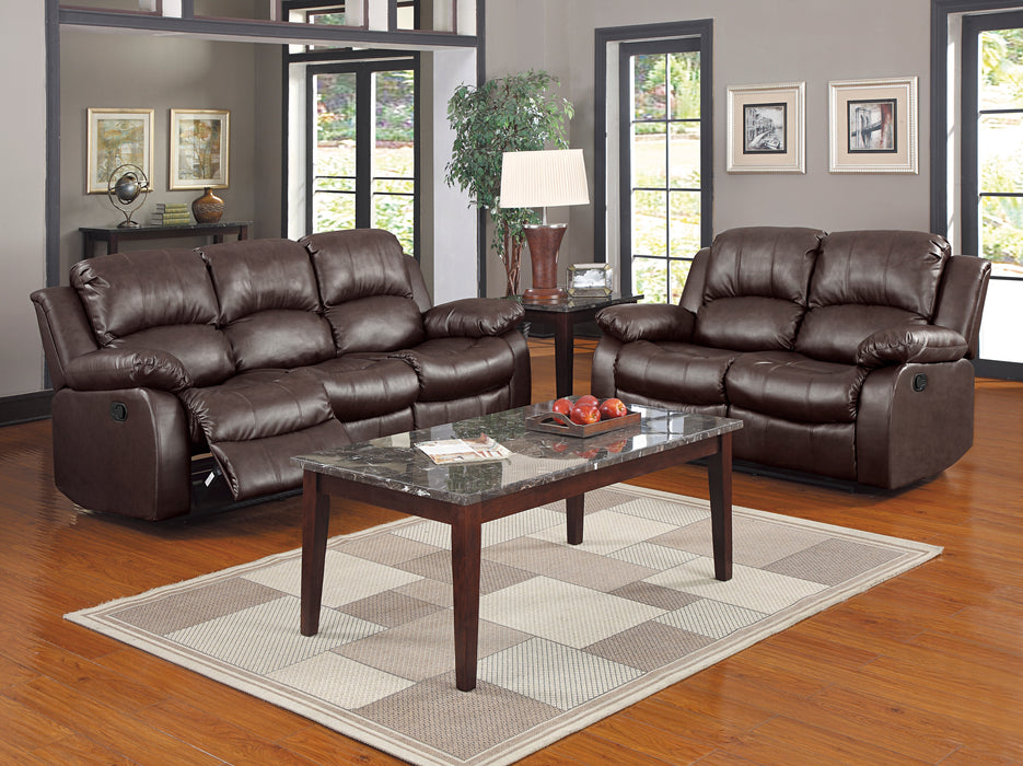 Cranley Recliner Loveseat BROWN VINYL