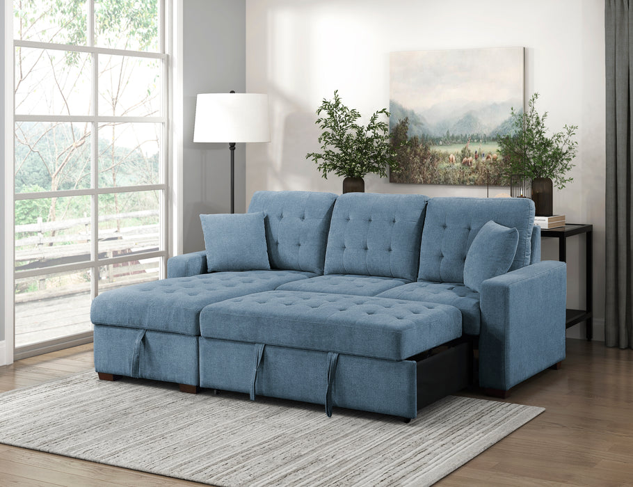 #Waitsfield Sectional w/Sleeper & Storage LAF BLUE